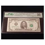 Insufficient Inking Error  35 Choice Very Fine -  $5 1977 Federal Reserve Note New York - TAX EXEMPT