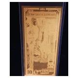 Nevada Goldback $10 Note  Contains 1:1000 Troy oz of 24Karat pure gold. - TAX EXEMPT