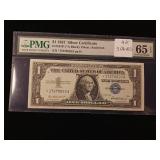 1957 Silver Certificate $1  PMG Graded Gem Uncirculated 65 EPQ - TAX EXEMPT