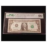 1993 $1 Federal Reserve Note Cleveland  66 EPQ Gem Uncirculated  PMG Paper Money Guarantee  - TAX EXEMPT