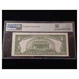 1928C $5 Legal Tender Note - PMG Graded Choice Uncirculated 64 EPQ  Red Seal - TAX EXEMPT