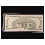 Fancy 3003 Five Dollar Federal Reserve Note  Serial # 44333333B - TAX EXEMPT