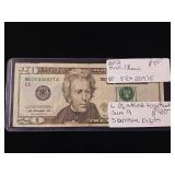 Very Fancy 2013 $20 FRN Rids/Lew  FR#2097E  6 of a kind together, Sum 9, 3 unique digits - TAX EXEMPT