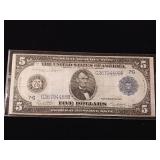 Amazing 1914 Federal Reserve Note in circulated but good condition  Blue Seal - TAX EXEMPT