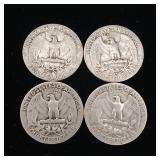 Pre-1965 90% Silver Washington Quarters - 4 CoinsTotal  One Dollar Face Value  Tax Exempt Constitutional Currency