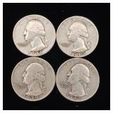 Pre-1965 90% Silver Washington Quarters - 4 Coins Total  One Dollar Face Value  Tax Exempt Constitutional Currency
