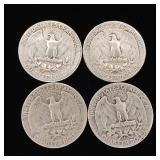 Pre-1965 90% Silver Washington Quarters - 4 Coins Total  One Dollar Face Value  Tax Exempt Constitutional Currency