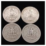 1948 90% Silver Washington Quarters - 4 Coins Total  One Dollar Face Value  Tax Exempt Constitutional Currency