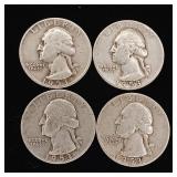 1953 90% Silver Washington Quarters - 4 Coins Total  One Dollar Face Value  Tax Exempt Constitutional Currency
