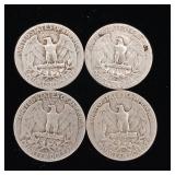 1953 90% Silver Washington Quarters - 4 Coins Total  One Dollar Face Value  Tax Exempt Constitutional Currency