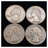 1954 90% Silver Washington Quarters - 4 Coins Total  One Dollar Face Value  Tax Exempt Constitutional Currency