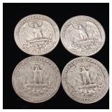 1954 90% Silver Washington Quarters - 4 Coins Total  One Dollar Face Value  Tax Exempt Constitutional Currency