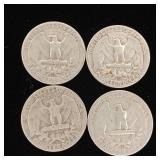 1954 90% Silver Washington Quarters - 4 Coins Total  One Dollar Face Value  Tax Exempt Constitutional Currency