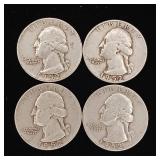 1952 90% Silver Washington Quarters - 4 Coins Total  One Dollar Face Value  Tax Exempt Constitutional Currency
