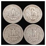 1952 90% Silver Washington Quarters - 4 Coins Total  One Dollar Face Value  Tax Exempt Constitutional Currency