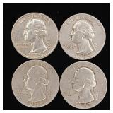 1955 90% Silver Washington Quarters - 4 Coins Total  One Dollar Face Value  Tax Exempt Constitutional Currency
