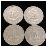 1955 90% Silver Washington Quarters - 4 Coins Total  One Dollar Face Value  Tax Exempt Constitutional Currency