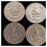 1957 90% Silver Washington Quarters - 4 Coins Total  One Dollar Face Value  Tax Exempt Constitutional Currency