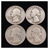 1953 90% Silver Washington Quarters - 4 Coins Total  One Dollar Face Value  Tax Exempt Constitutional Currency
