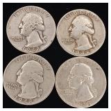 1948 90% Silver Washington Quarters - 4 Coins Total  One Dollar Face Value  Tax Exempt Constitutional Currency