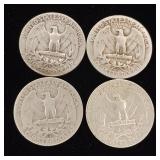 1948 90% Silver Washington Quarters - 4 Coins Total  One Dollar Face Value  Tax Exempt Constitutional Currency