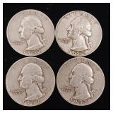 1952 90% Silver Washington Quarters - 4 Coins Total  One Dollar Face Value  Tax Exempt Constitutional Currency