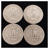 1952 90% Silver Washington Quarters - 4 Coins Total  One Dollar Face Value  Tax Exempt Constitutional Currency