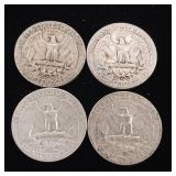 1950 90% Silver Washington Quarters - 4 Coins Total  One Dollar Face Value  Tax Exempt Constitutional Currency