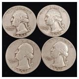 1951 90% Silver Washington Quarters - 4 Coins Total  One Dollar Face Value  Tax Exempt Constitutional Currency