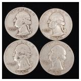 1952 90% Silver Washington Quarters - 4 Coins Total  One Dollar Face Value  Tax Exempt Constitutional Currency