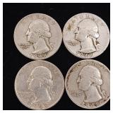 1948 90% Silver Washington Quarters - 4 Coins Total  One Dollar Face Value  Tax Exempt Constitutional Currency