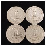 1948 90% Silver Washington Quarters - 4 Coins Total  One Dollar Face Value  Tax Exempt Constitutional Currency
