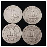 1949 90% Silver Washington Quarters - 4 Coins Total  One Dollar Face Value  Tax Exempt Constitutional Currency