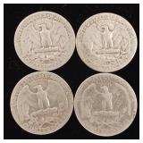 1953 90% Silver Washington Quarters - 4 Coins Total  One Dollar Face Value  Tax Exempt Constitutional Currency