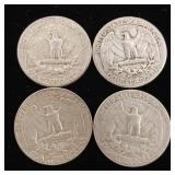 1954 90% Silver Washington Quarters - 4 Coins Total  One Dollar Face Value  Tax Exempt Constitutional Currency