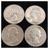 1955 90% Silver Washington Quarters - 4 Coins Total  One Dollar Face Value  Tax Exempt Constitutional Currency