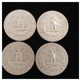 1955 90% Silver Washington Quarters - 4 Coins Total  One Dollar Face Value  Tax Exempt Constitutional Currency