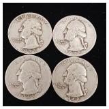 1948 90% Silver Washington Quarters - 4 Coins Total  One Dollar Face Value  Tax Exempt Constitutional Currency
