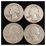 1948 90% Silver Washington Quarters - 4 Coins Total  One Dollar Face Value  Tax Exempt Constitutional Currency
