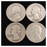 1944 90% Silver Washington Quarters - 4 Coins Total  One Dollar Face Value  Tax Exempt Constitutional Currency