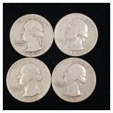 1943 90% Silver Washington Quarters - 4 Coins Total  One Dollar Face Value  Tax Exempt Constitutional Currency