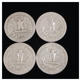 1943 90% Silver Washington Quarters - 4 Coins Total  One Dollar Face Value  Tax Exempt Constitutional Currency