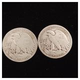 1945 90% Silver Walking Liberty Half Dollars - 2 Coins Total  One Dollar Face Value  Tax Exempt Constitutional Currency
