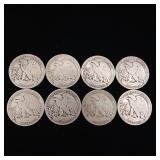 Large Lot of Misc. Years 90% Silver Walking Liberty Half Dollars - 8 Coins Total  Four Dollars Face Value  Tax Exempt Constitutional Currency