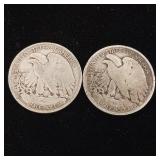 1942 90% Silver Walking Liberty Half Dollars - 2 Coins Total  One Dollar Face Value  Tax Exempt Constitutional Currency