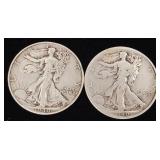 1940 90% Silver Walking Liberty Half Dollars - 2 Coins Total  One Dollar Face Value  Tax Exempt Constitutional Currency