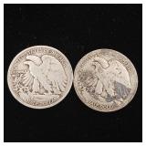 1944 90% Silver Walking Liberty Half Dollars - 2 Coins Total  One Dollar Face Value  Tax Exempt Constitutional Currency