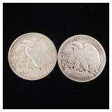 1941 90% Silver Walking Liberty Half Dollars - 2 Coins Total  One Dollar Face Value  Tax Exempt Constitutional Currency
