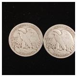 1945 90% Silver Walking Liberty Half Dollars - 2 Coins Total  One Dollar Face Value  Tax Exempt Constitutional Currency