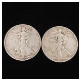 1945 90% Silver Walking Liberty Half Dollars - 2 Coins Total  One Dollar Face Value  Tax Exempt Constitutional Currency